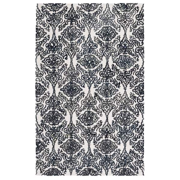 SAFAVIEH Blossom Ivory/Black 5 ft. x 8 ft. Floral Damask Geometric Area Rug