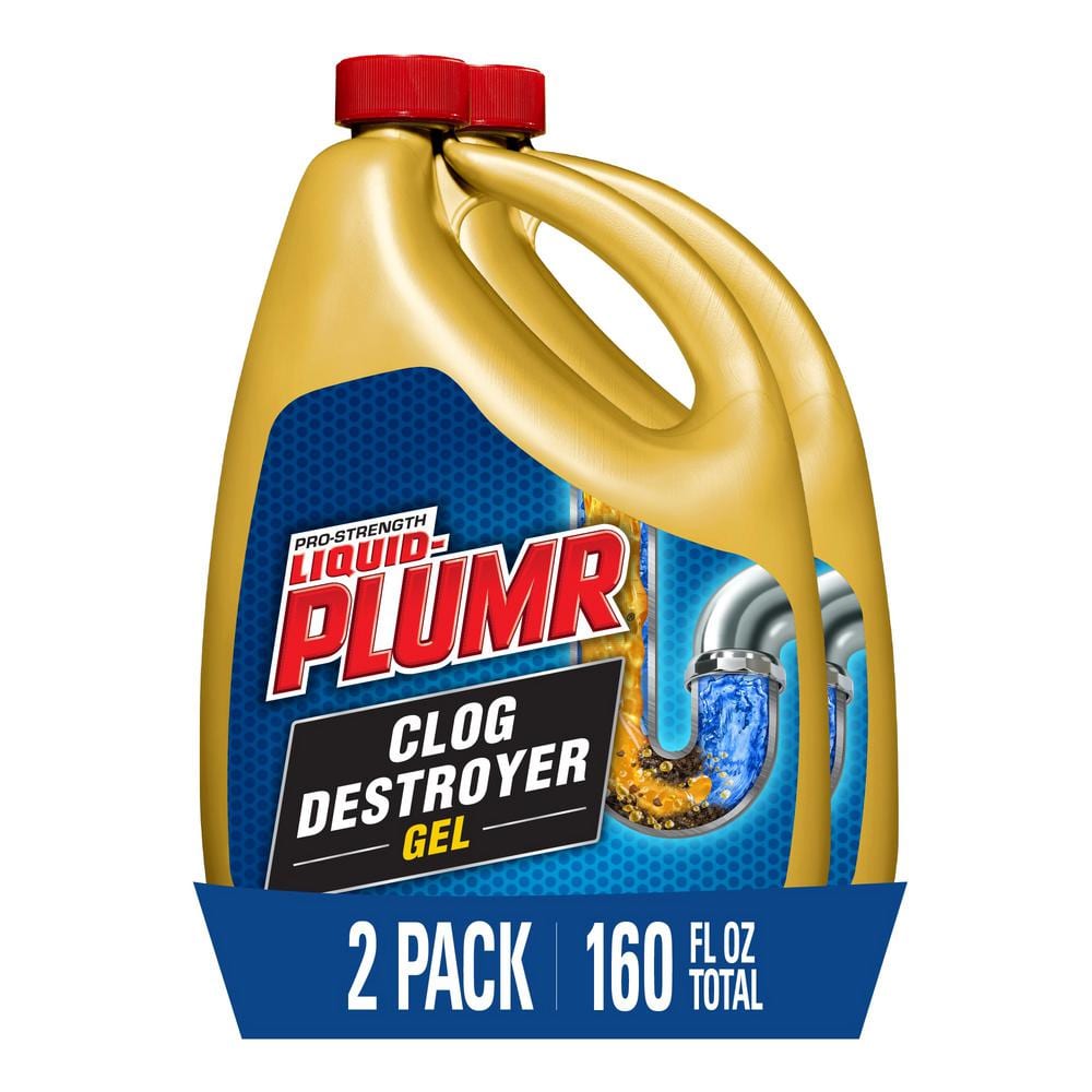 Liquid-Plumr 80 oz. Pro Strength Full Clog Destroyer and Drain Cleaner Plus  PipeGuard (2-Pack) 4460031653 - The Home Depot