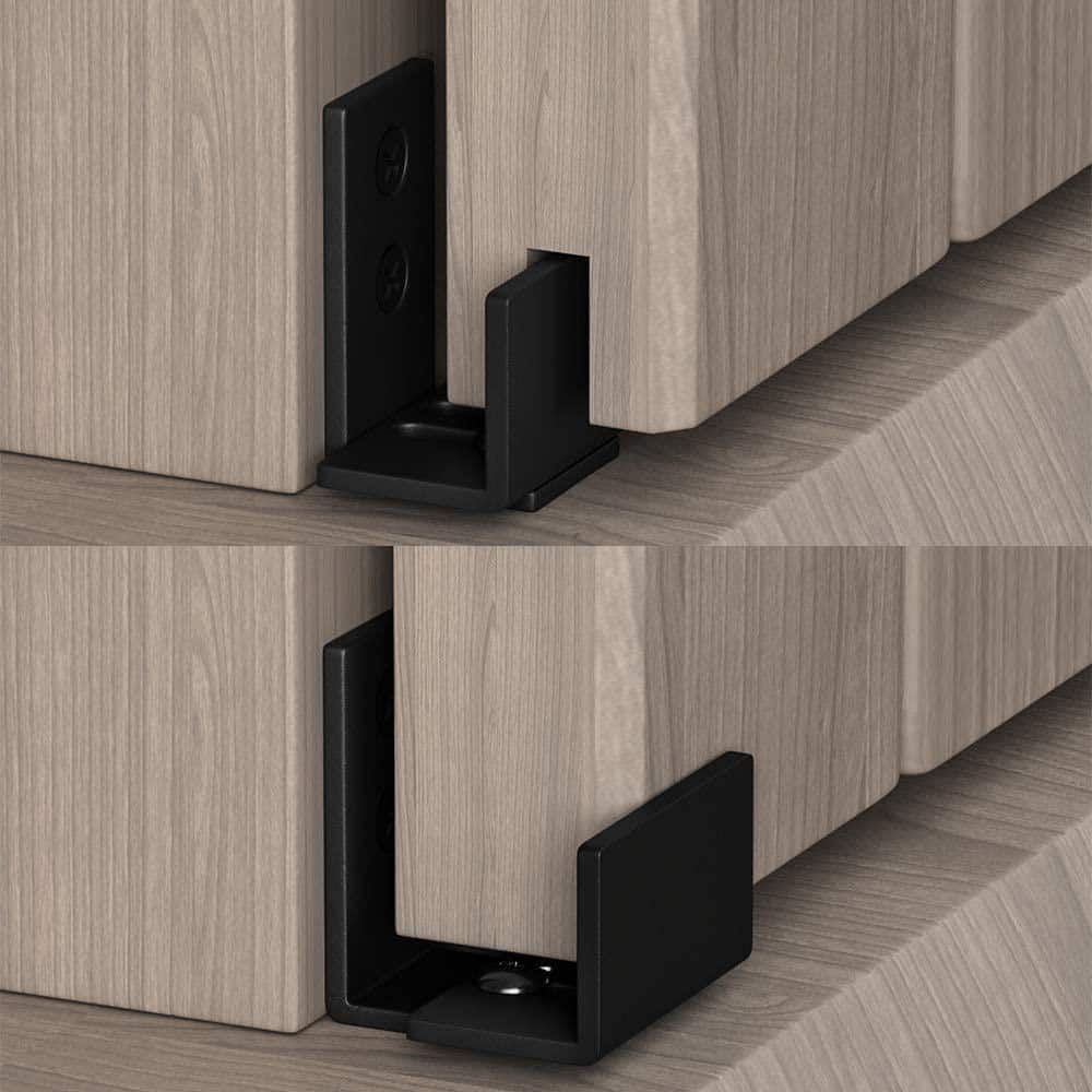Adjustable Black Steel Wall Mount Sliding Barn Door Floor Guide
