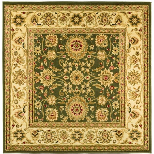 Lyndhurst 10 ft. x 10 ft. Square Sage/Ivory Border Floral Antique Area Rug