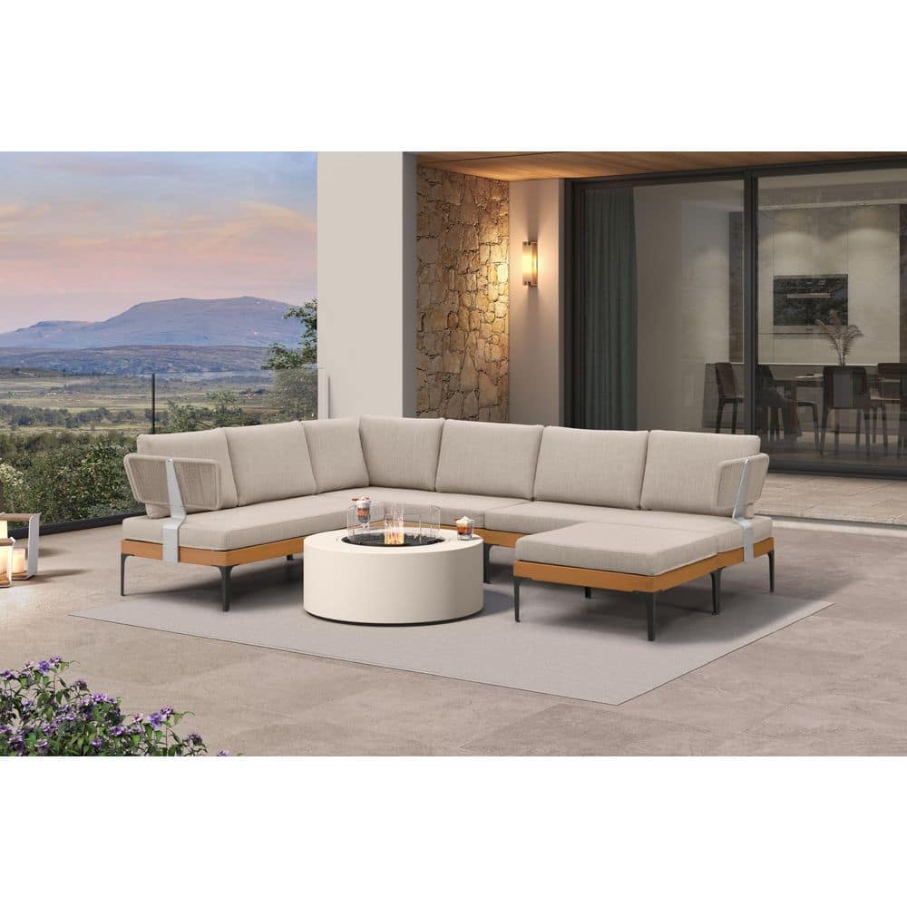 7 Pieces Patio Conversation Set with Cushions and Ottoman Modern Wicker Outdoor Furniture Set, Oatmeal Greige price history on PriceWatchPro