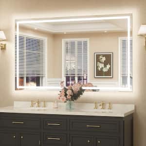 60 in. W x 36 in. H Rectangular Frameless LED Lighted Bathroom Vanity Mirror with Light with Backlit and Anti-Fog