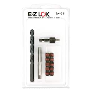Repair Kit for Threads in Metal - 1/4-28 - 10 Self-Locking Steel Inserts with Drill, Tap and Install Tool