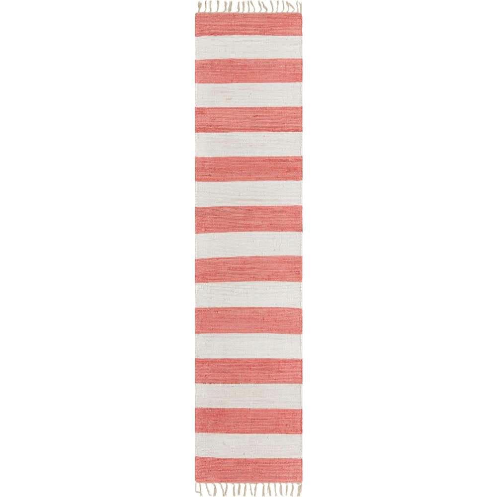 Chindi Rag Striped Coral and Ivory 2' 7 x 12' 0 Area Rug price history on PriceWatchPro