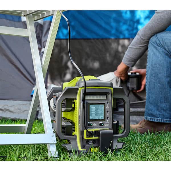 RYOBI - 18V ONE+ 1800-Watt Portable Battery Inverter Power Station/8-Port Charger with 60-Watt Foldable Solar Panel