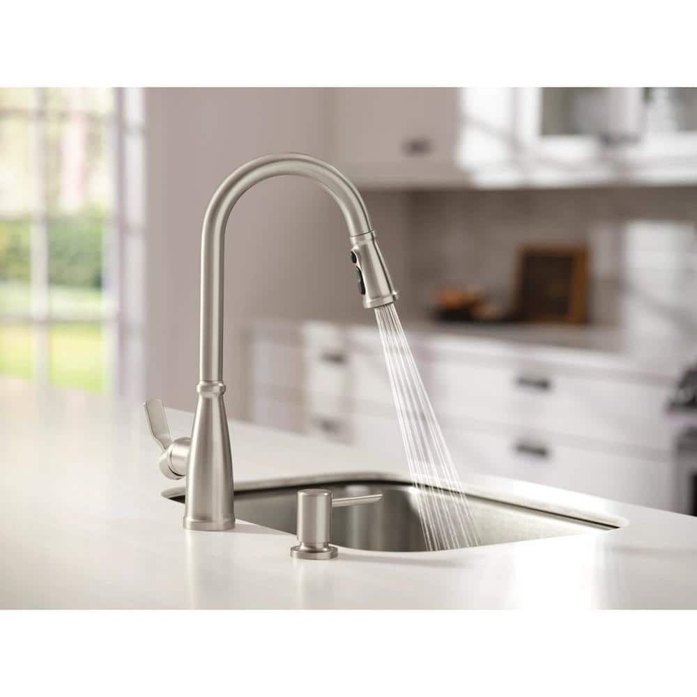 Nolia Spot Resist Stainless Steel High Arc Kitchen Faucet with Pull Down Spray