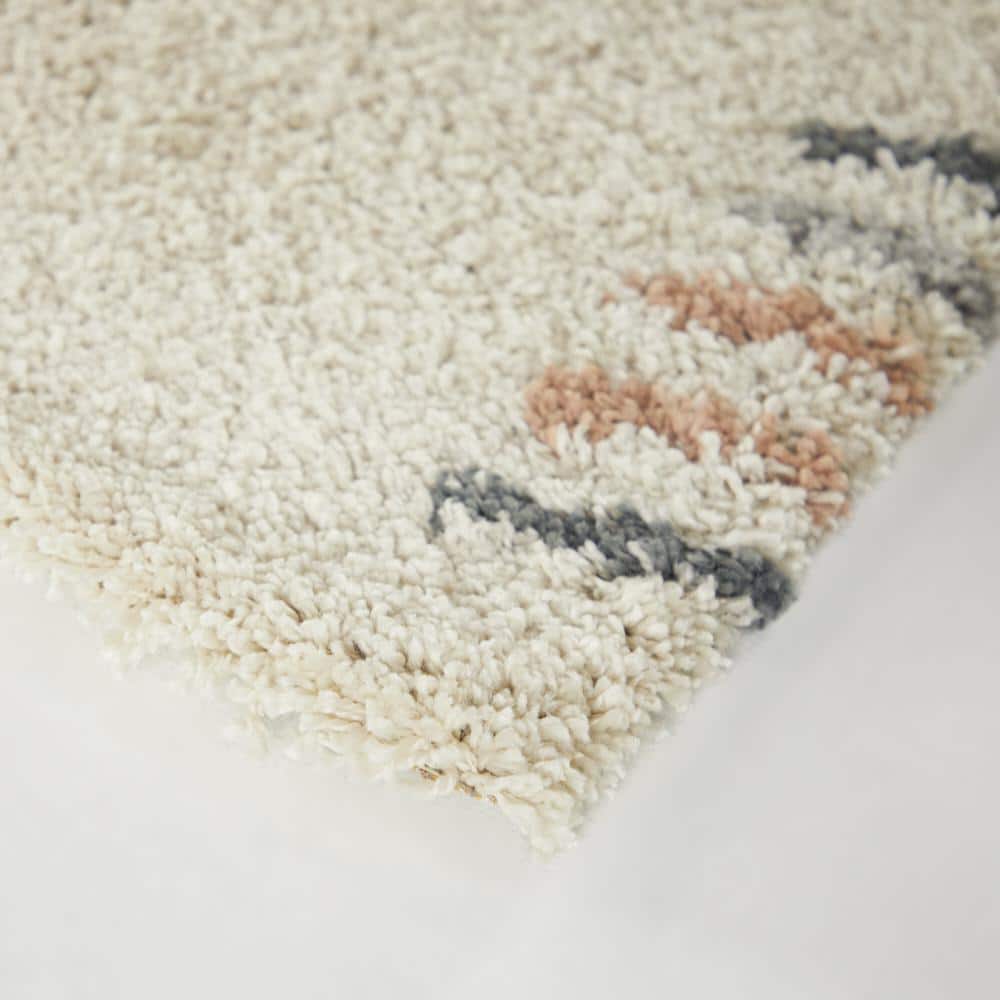 Multicolor Cream Synthetic Shag Kids' Rectangular Area Rug 4' x 6'