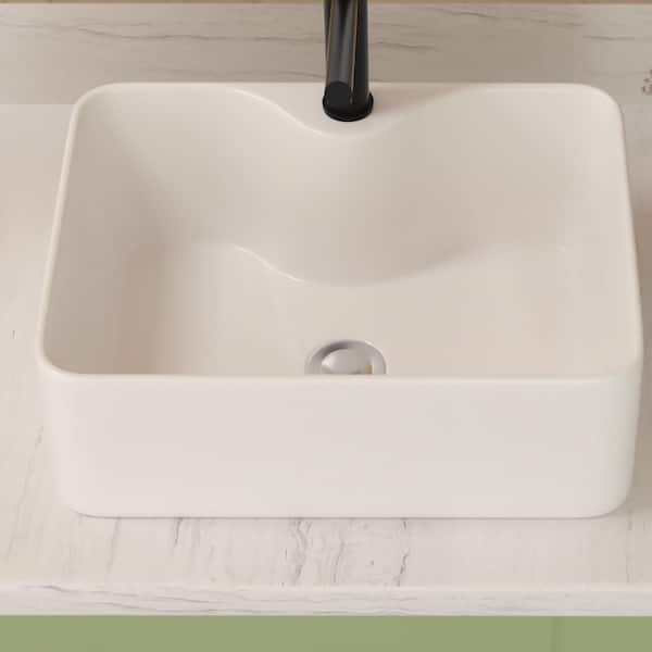 16 in. Vessel Rectangular Bathroom Sink in White Ceramic