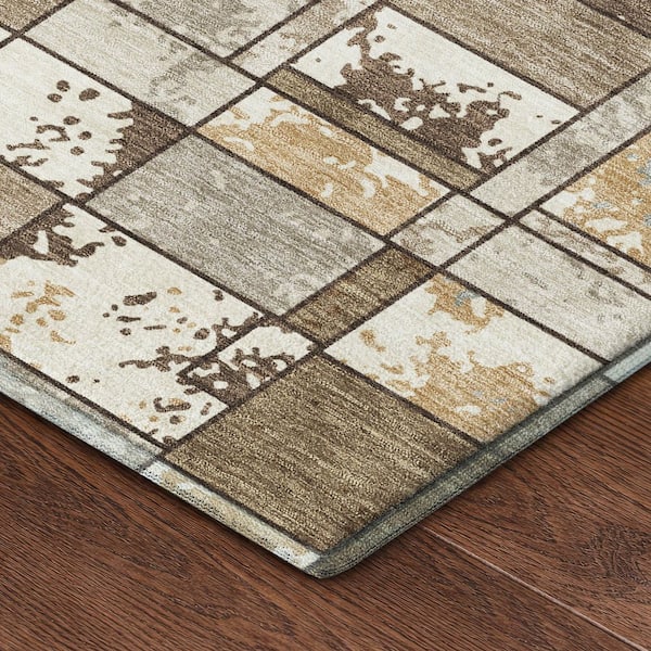 Mayfield Premium Machine Washable Abstract AMF2442 Brown 10 ft. x 14 ft. Area Rug