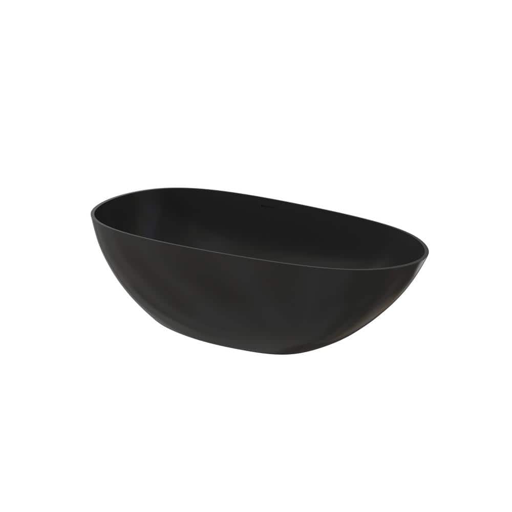 Matte Black 67'' Solid Surface Freestanding Soaking Bathtub