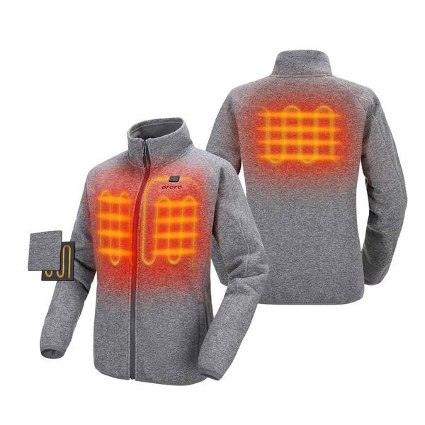 ORORO Women's Large Gray 7.2Volt LithiumIon Heated Fleece Jacket with
