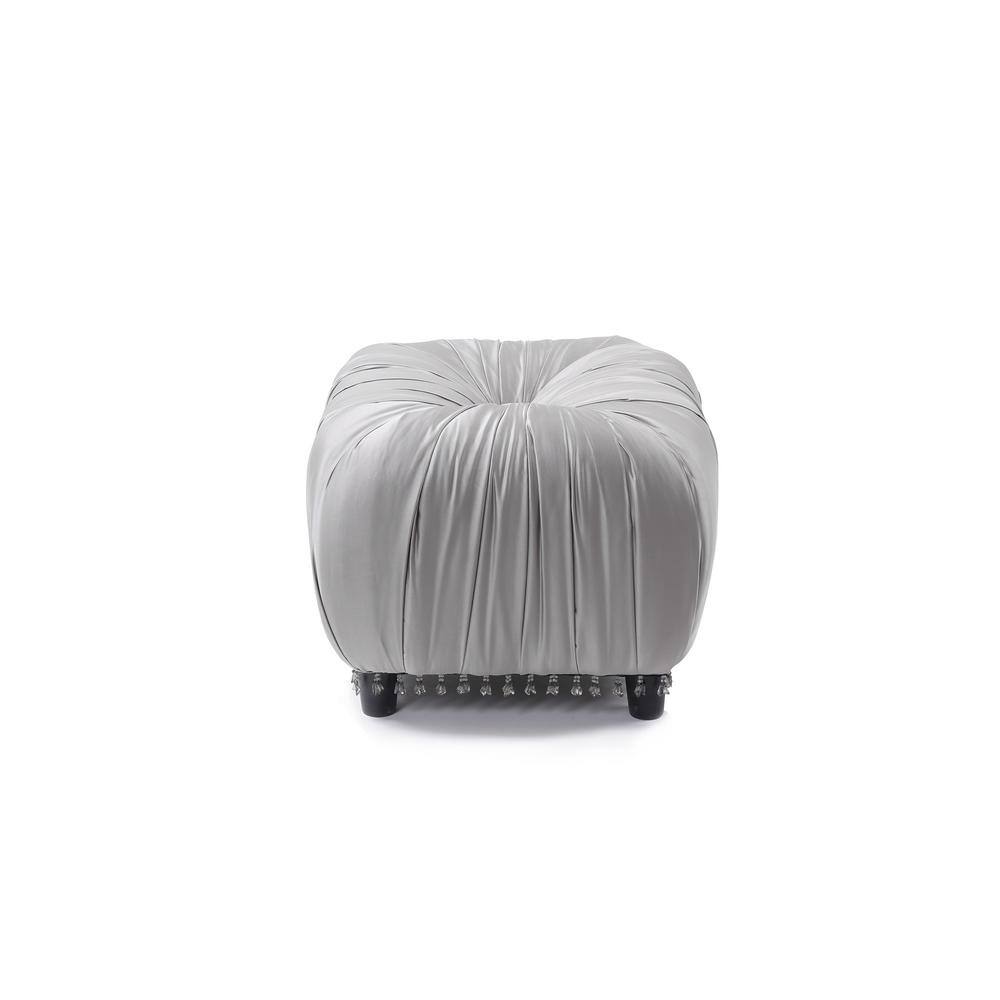 Gracie 20" Flint Grey Satin Tufted Storage Ottoman