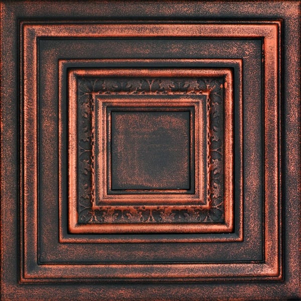 A La Maison Ceilings Chestnut Grove Black Copper 1.6 ft. x 1.6 ft. Decorative Foam Glue Up Ceiling Tile (21.6 sq. ft./Case)