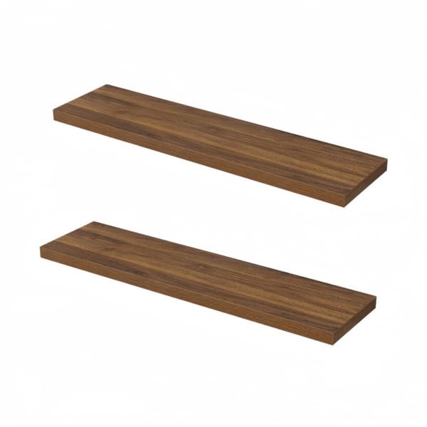 47.2 in.W x 11.6 in.D Wooden Floating Shelves for Wall,Wall Shelves with Invisible Brackets,Walnut,Set of 2