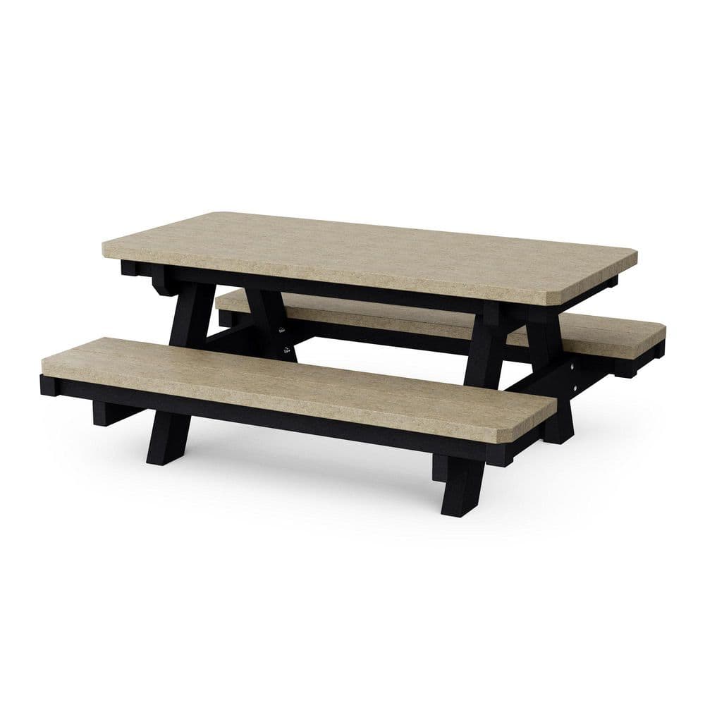 Heritage 48 in. Weathered Wood and Black Rectangle HDPE Plastic Child's Picnic Table Seats 6-Kids price history on PriceWatchPro