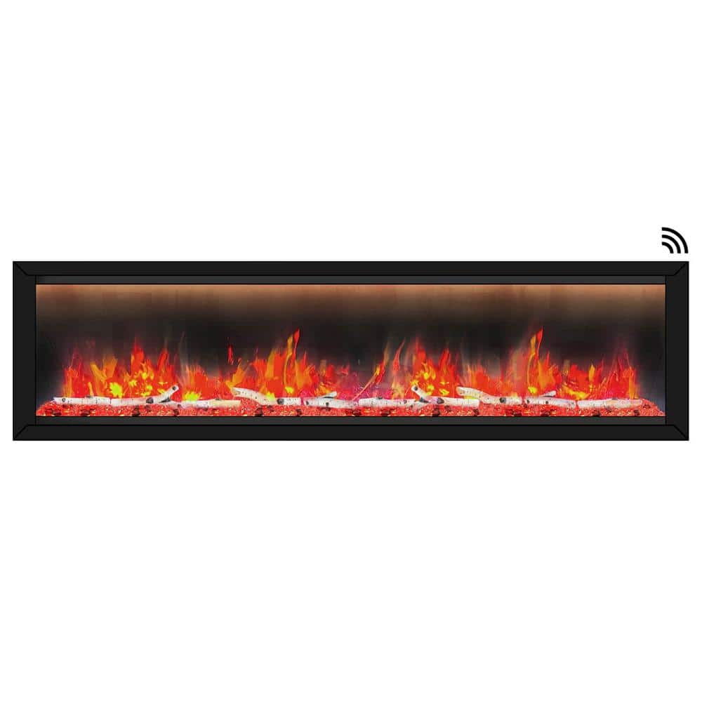 Black Wall Mounted Electric Fireplace with Mantel