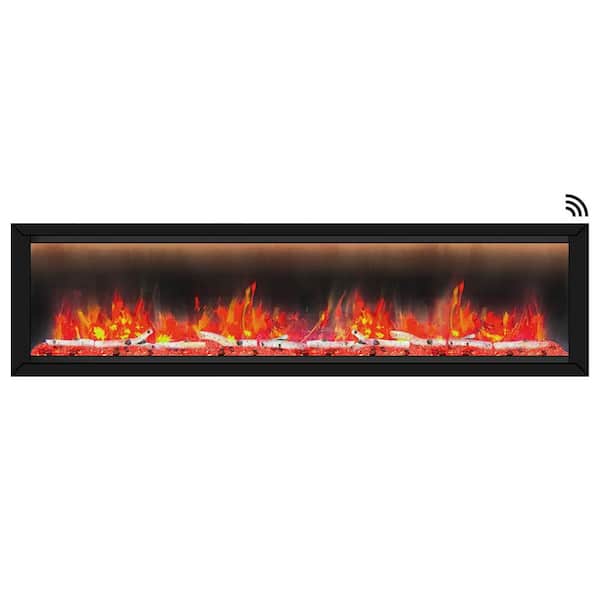 Dynasty Fireplaces Allegro Series 76.5 in. Wall Mount Smart Electric Fireplace in Black Matte