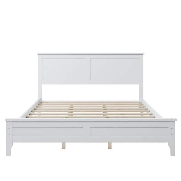 white queen wood bed