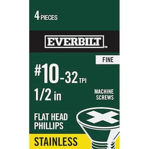 #10-32 x 1/2 in. Phillips Flat Head Stainless Steel Machine Screw (4-Pack)