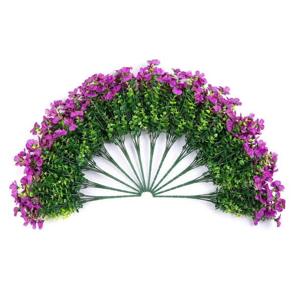 13.8 in. Bundles Purple Artificial Faux Flowers Silk Daisy with Eucalyptus