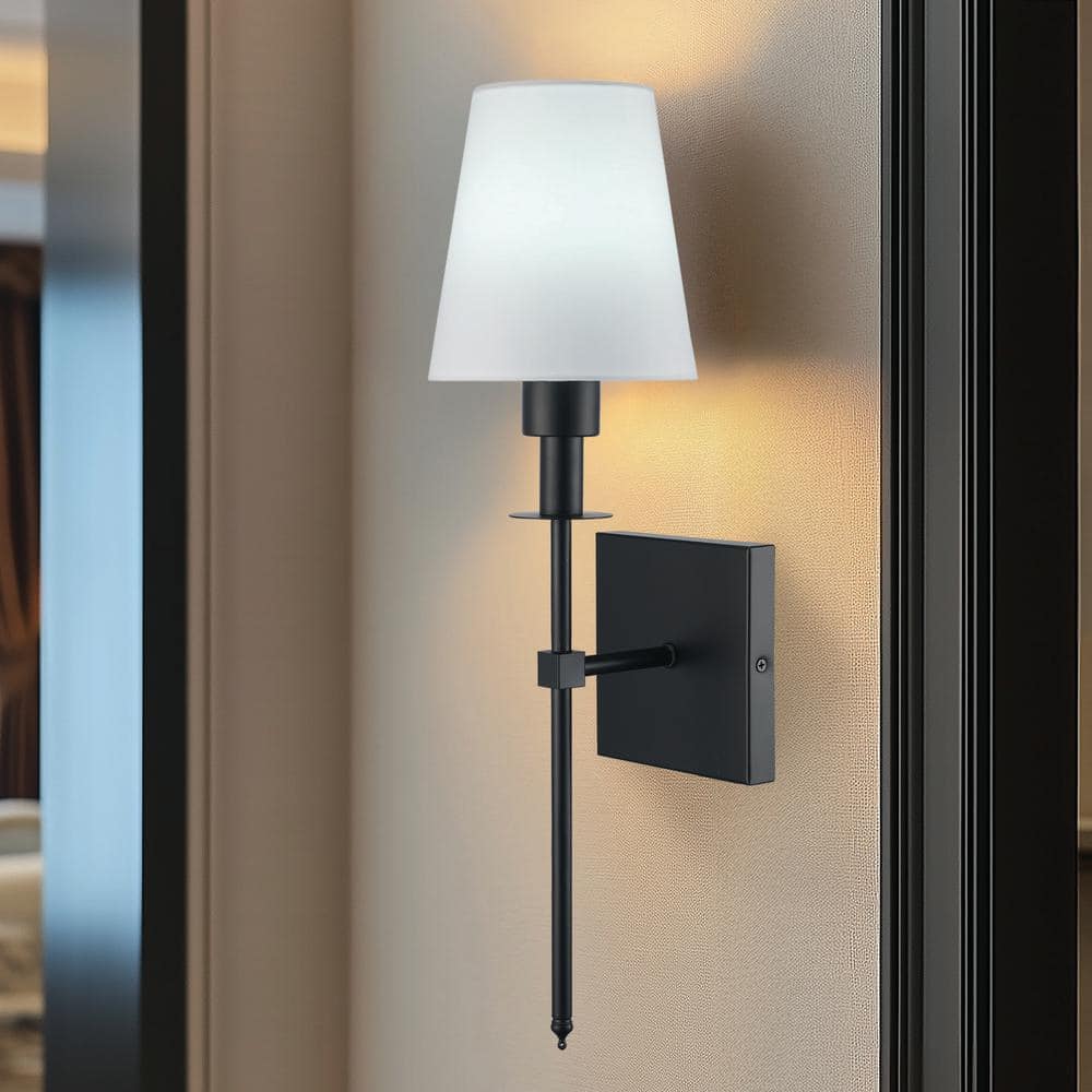 6 in. Black LED Rechargeable Battery Operated Wall Sconce with Fabric Shade, Remote Included price history on PriceWatchPro