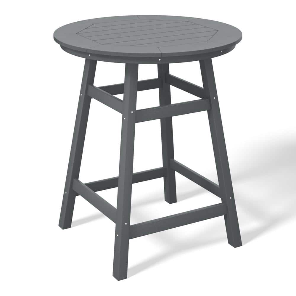 Laguna 35 in. Round HDPE Plastic All Weather Outdoor Patio Counter Height High Top Bistro Table in Gray price history on PriceWatchPro