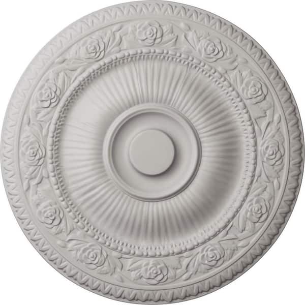 Ekena Millwork 24-1/4 in. x 2 in. Neuveau Urethane Ceiling Medallion (Fits Canopies upto 6-3/8 in.), Ultra Pure White
