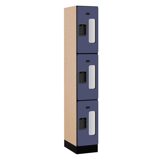 Salsbury Industries S-33000 Series 12 in. W x 76 in. H x 18 in. D 3-Tier See-Through Designer Wood Locker in Blue