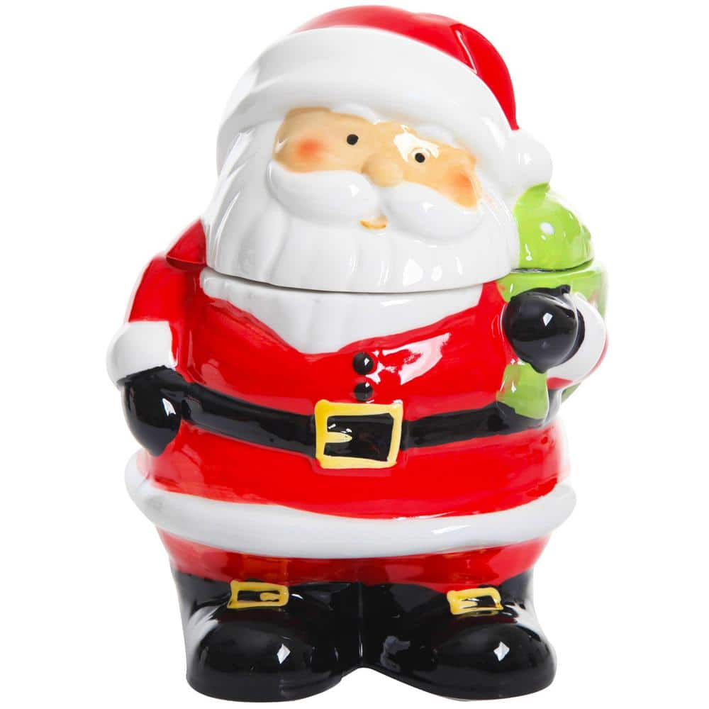 Joie De Vivre 3D Stoneware Santa Christmas Cookie Jar Air Tight Seal