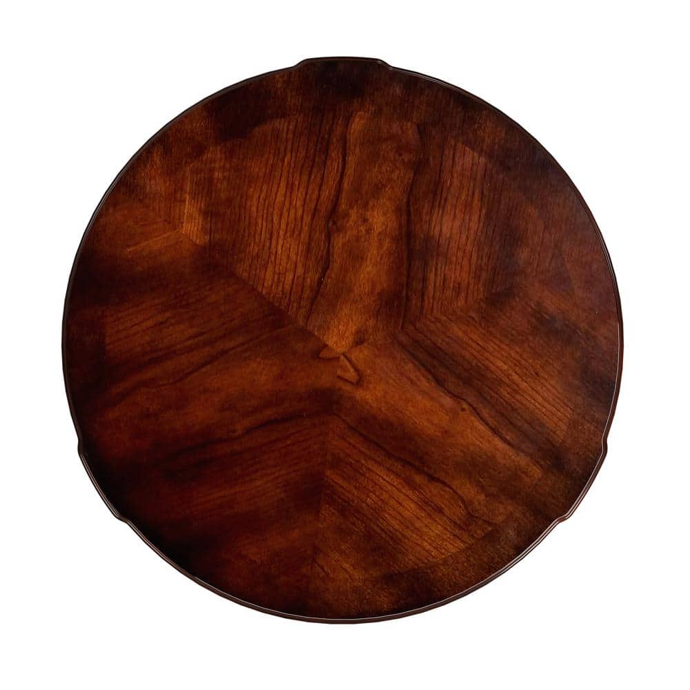 Thurmond Dark Brown Round Wood Drum Side Table with Storage