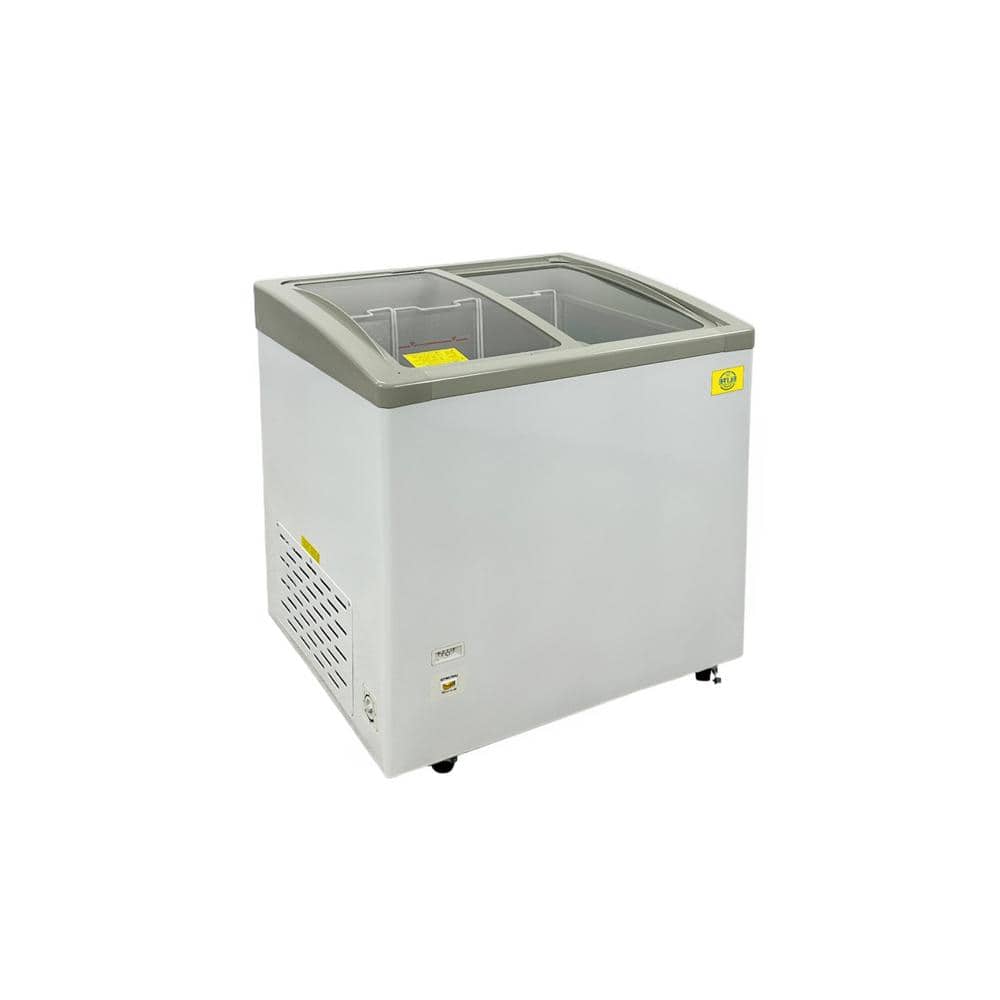 Elite Kitchen Supply 32 in. 6.96 cu. ft. Manual Defrost Commercial Curved Glass Top Display Chest Freezer ESD197S in White