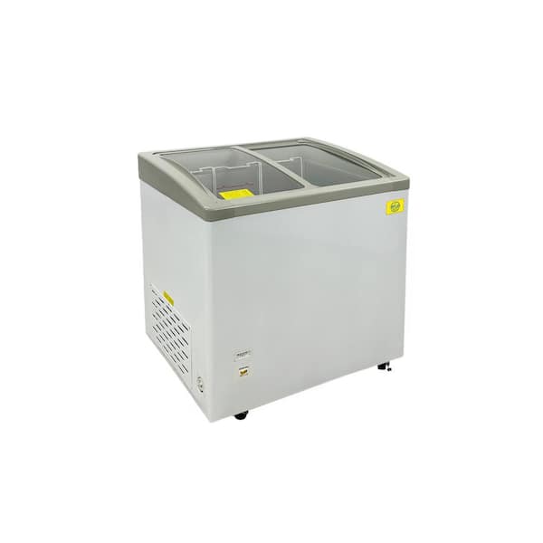 Elite Kitchen Supply 32 in. 6.96 cu. ft. Manual Defrost Commercial Curved Glass Top Display Chest Freezer ESD197S in White