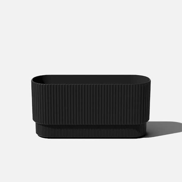 Veradek Demi 30 in. Rectangular Black Plastic Long Planter
