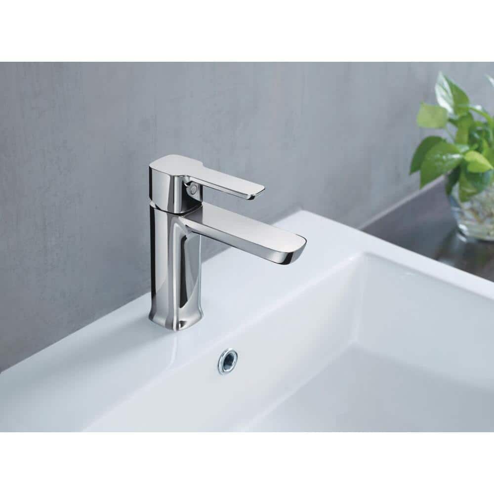 Delta Modern Chrome 6.5" Single Hole Bathroom Faucet with Drain Assembly