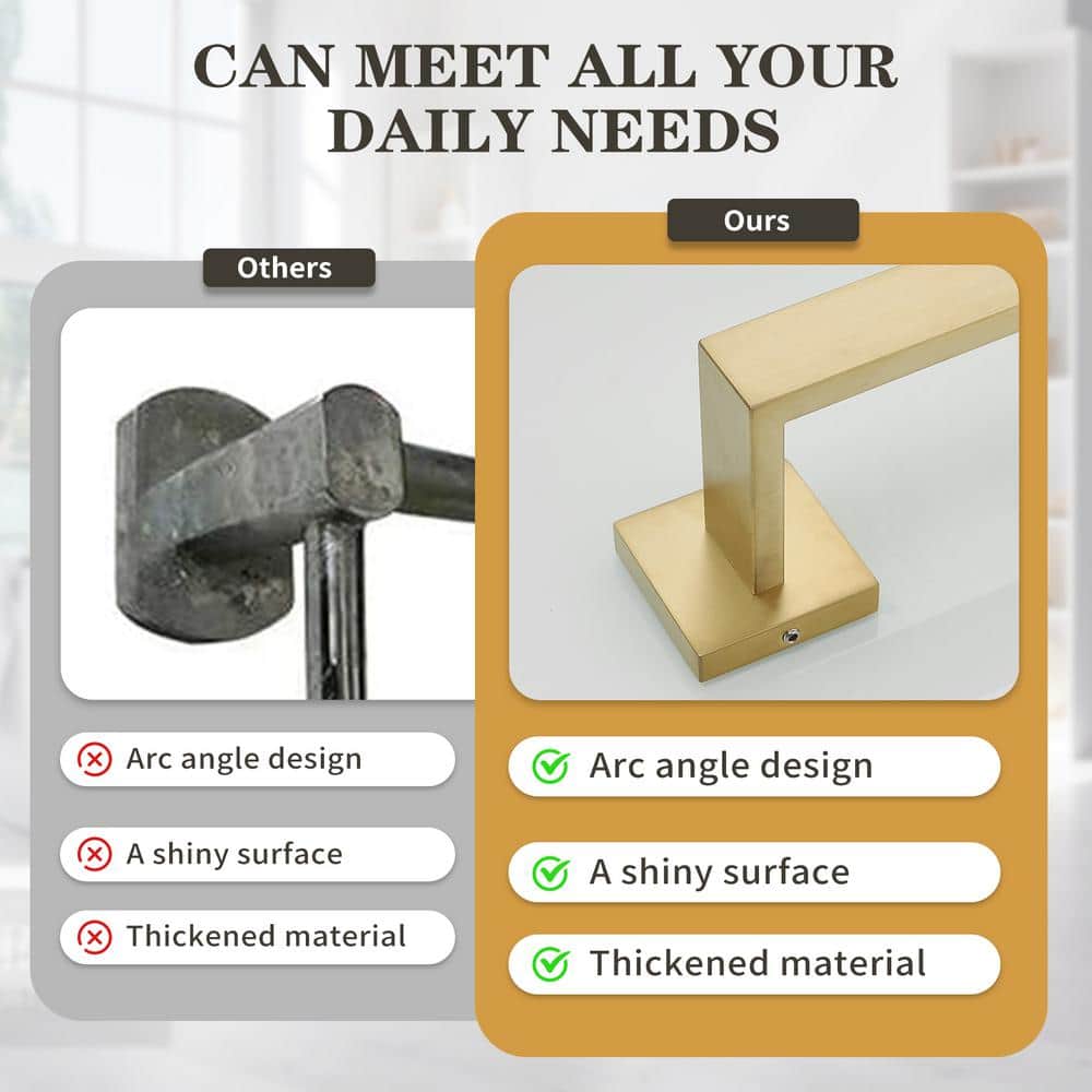 Brushed Gold 5-Piece Bathroom Hardware Set with Towel Bar