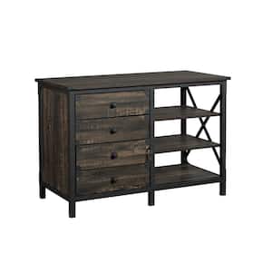 Steel River Carbon Oak Accent Cabinet with File Storage and Metal Frame