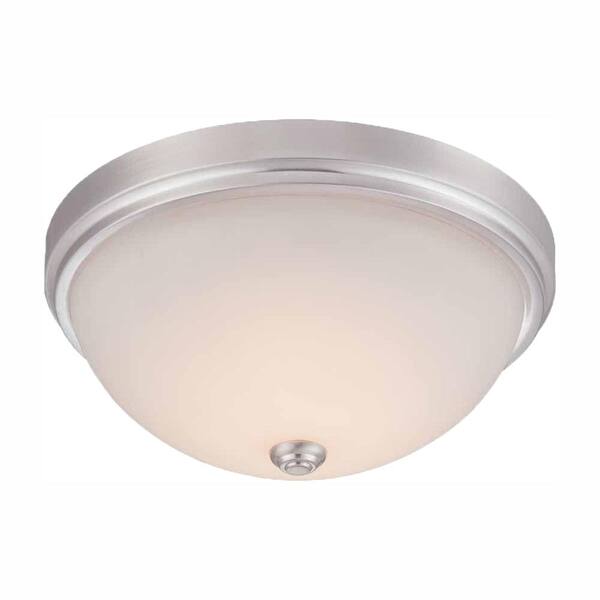 World Imports 13.25 in. Satin Nickel LED Flush Mount with Frosted Glass