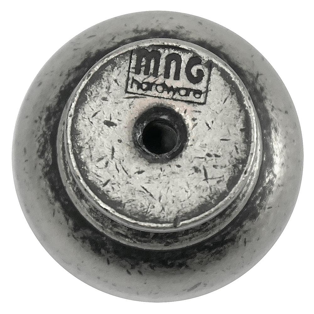 Distressed Pewter Round Metal Cabinet Knob with Mounting Hardware