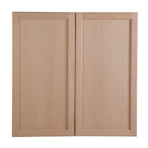Easthaven Shaker Assembled 36x36x12 in. Frameless Wall Cabinet in Unfinished Beech