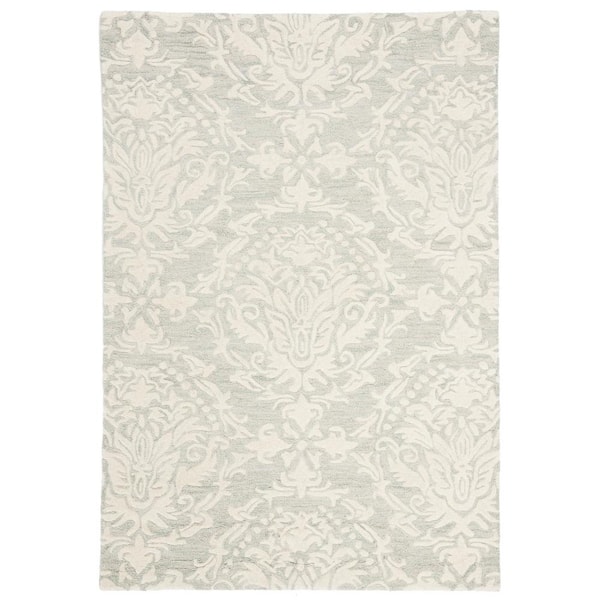 SAFAVIEH Blossom Sage/Ivory Doormat 3 ft. x 5 ft. Geometric Diamond Floral Area Rug