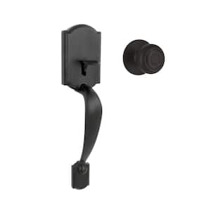 Castle Matte Black Door Handleset with Hartford Knob