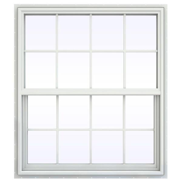 JELD-WEN 41.5 in. x 53.5 in. V-4500 Series Single Hung Vinyl Window with Grids - White