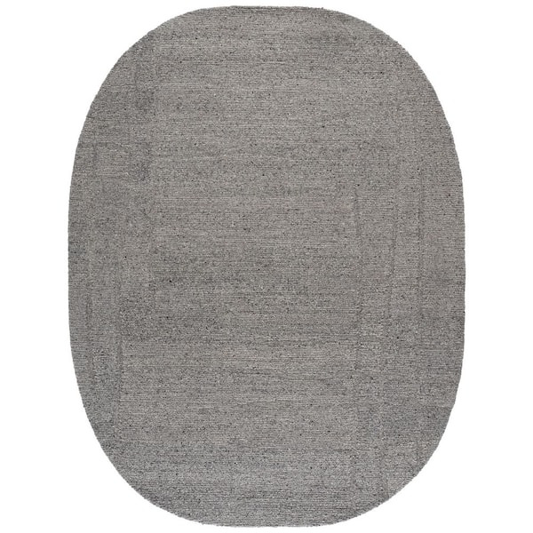 Harvest 8 ft. x 10 ft. Gray Border Oval Rug