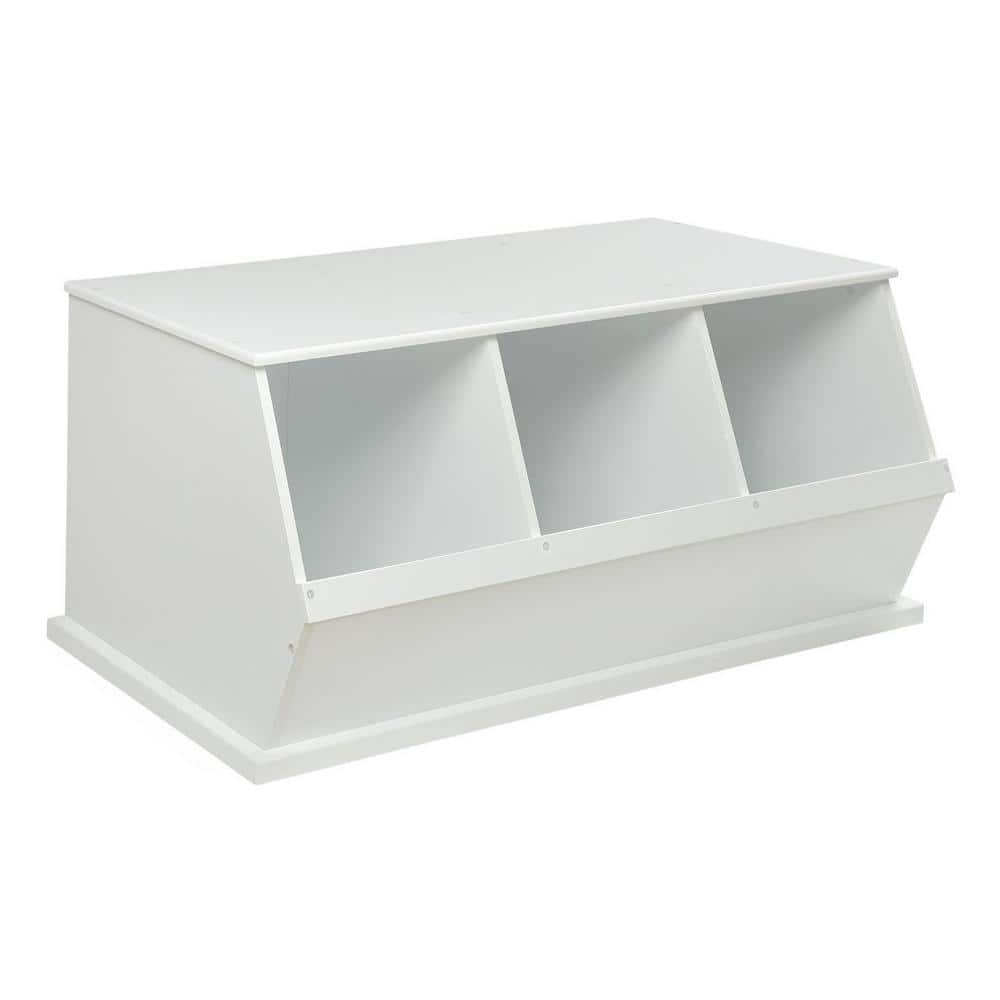 Badger Basket 37 in. W x 17 in. H x 19 in. D White Stackable 3-Storage Cubbies