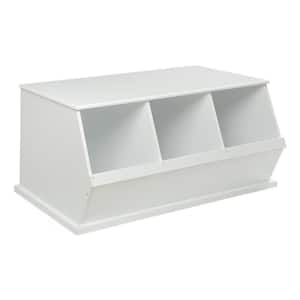 37 in. W x 17 in. H x 19 in. D White Stackable 3-Storage Cubbies