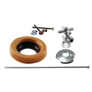 1/2 in. IPS Cross Handle Angle Stop Toilet Installation Kit with Brass Supply Line in Polished Chrome