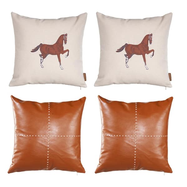 HiEnd Accents Faux Leather Cowhide and Concho 18in Square Throw Pillow