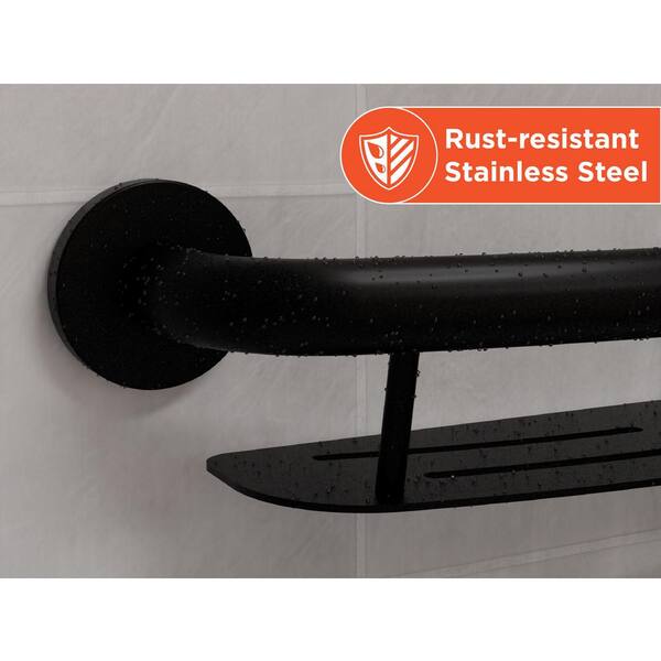 HEALTHCRAFT Plus 16 in. Concealed Screw Grab Bar And Shampoo Shelf