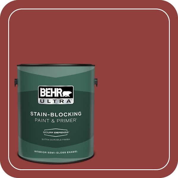 BEHR ULTRA 1 gal. #S-H-180 Awning Red Extra Durable Semi-Gloss Enamel Interior Paint & Primer