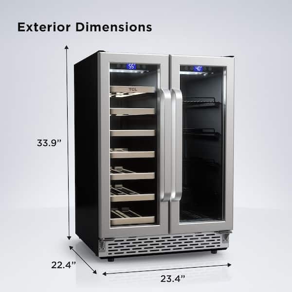 TCL 23.40 in. Dual Zone 20 Wine Bottles and 78 Cans Stainless Look